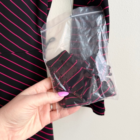 Talbots Black and Pink Striped Long Sleeve Dress - Picture 3 of 13